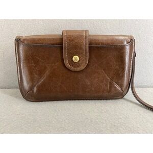 Hobo International GALAXY Wallet Brown Leather Zip Around Clutch Snap Closure